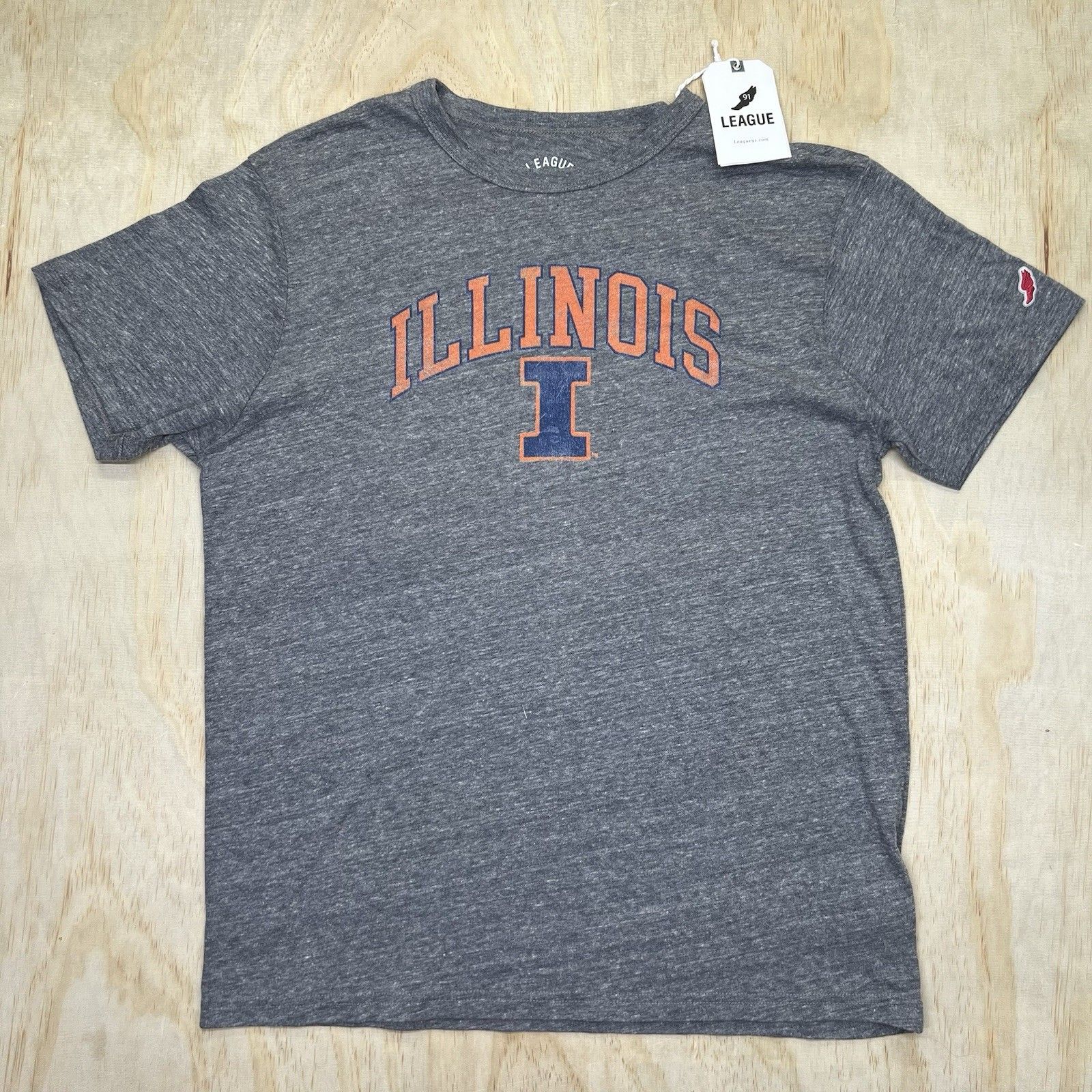 New Illinois Fighting Illini League 91 Brand Collegiate Wear Gray Shirt Lg